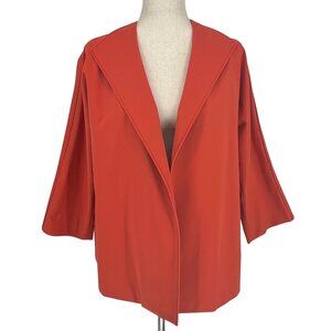 Lafayette 148 Womens Open Front Jacket Size M Orange Long Sleeve Topper Career
